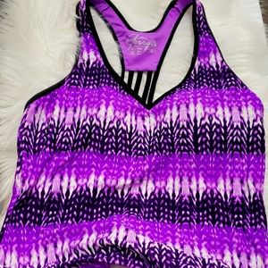 Purple shirt built in sports bra